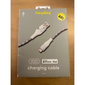 New heyday Lightning to USB-A Charging Cable size 6ft White Gray Marble